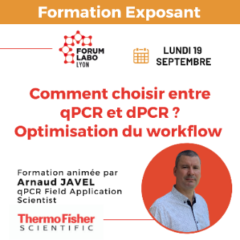 📆 Rdv le 𝗹𝘂𝗻𝗱𝗶 𝟭𝟵 𝘀𝗲𝗽𝘁𝗲𝗺𝗯𝗿𝗲 sur Forum LABO #Lyon pour la formation : "Comment choisir entre qPCR et dPCR ? Optimisation du workflow" organisée par Thermo Fisher Scientific
🔴 Pour assister à la conférence, réservez votre badge gratuit ➡ bit.ly/3sWvOu0