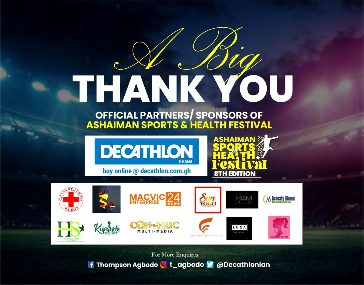 Decathlonian's tweet photo. Ashaiman Sports &amp; Health Festival 8th Edition.
We are grateful for your support.
Thank you all. https://t.co/rDrdLerkIo