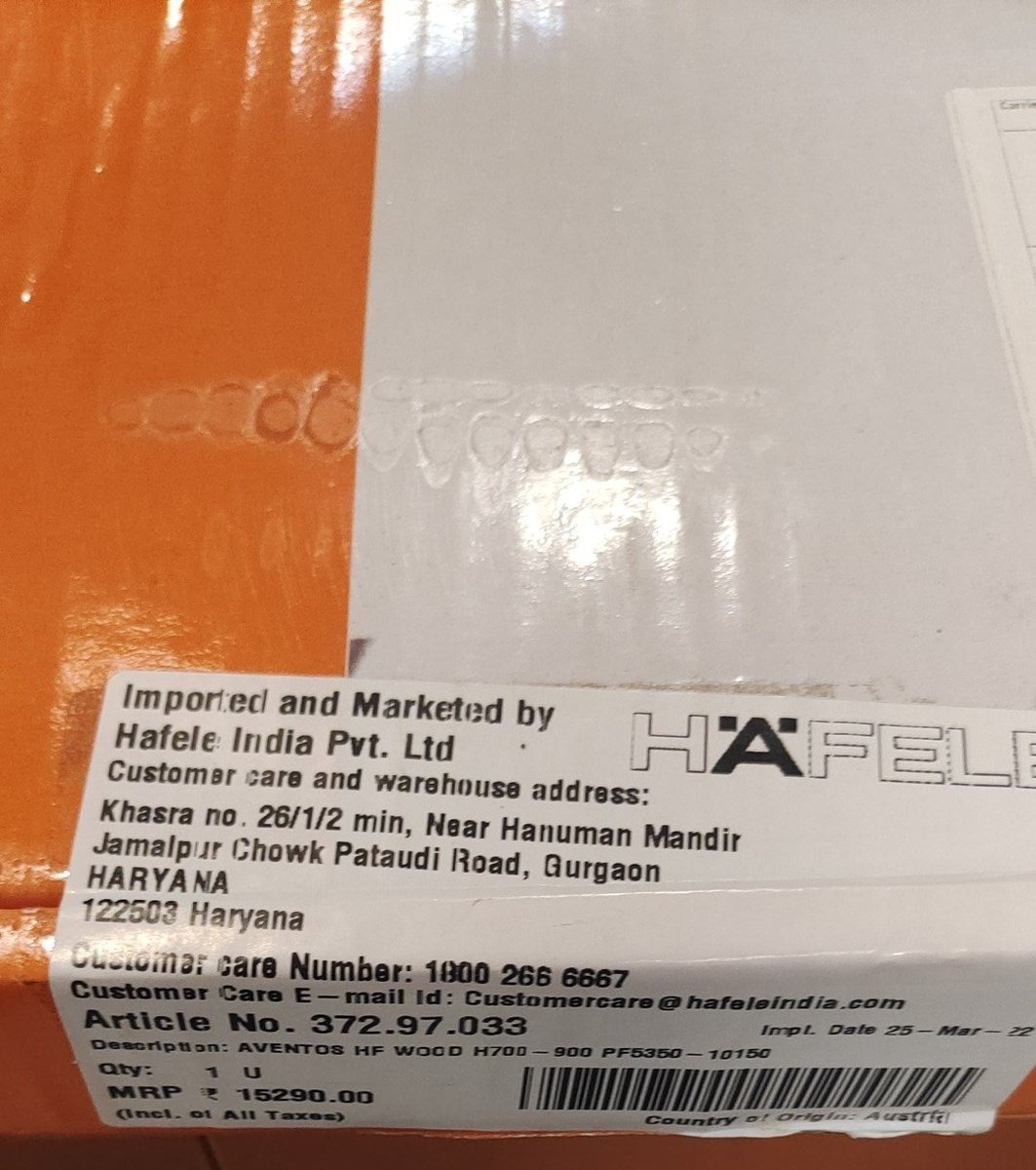 Do not buy <a href="/hafeleindia/">Hafele India</a> hardware, they will take money for installation and then refuse because it's Blum. Even though product has Hafele all over it.