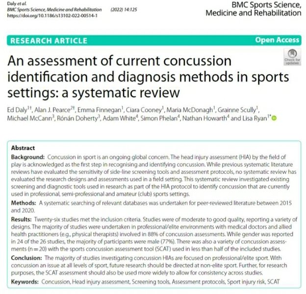 Delighted to share our most recent paper on #concussion #Diagnosis #Management #identification …sportsscimedrehabil.biomedcentral.com/articles/10.11… @alanpearcephd @dougleague @mariecrowe @bernardjackman @DrHermanoPTPhD @DrRowenaMobbs @WillStewNeuro   @HWalker_Brown @peterrobinson86