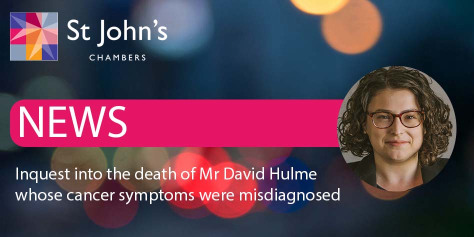 Lauren Karmel was instructed by <a href="/irwinmitchell/">Irwin Mitchell</a> to represent the family in an #inquest into the death of Mr David Hulme whose cancer symptoms were misdiagnosed. #clinicalnegligence #law 

Read here: tinyurl.com/3ja6kthm