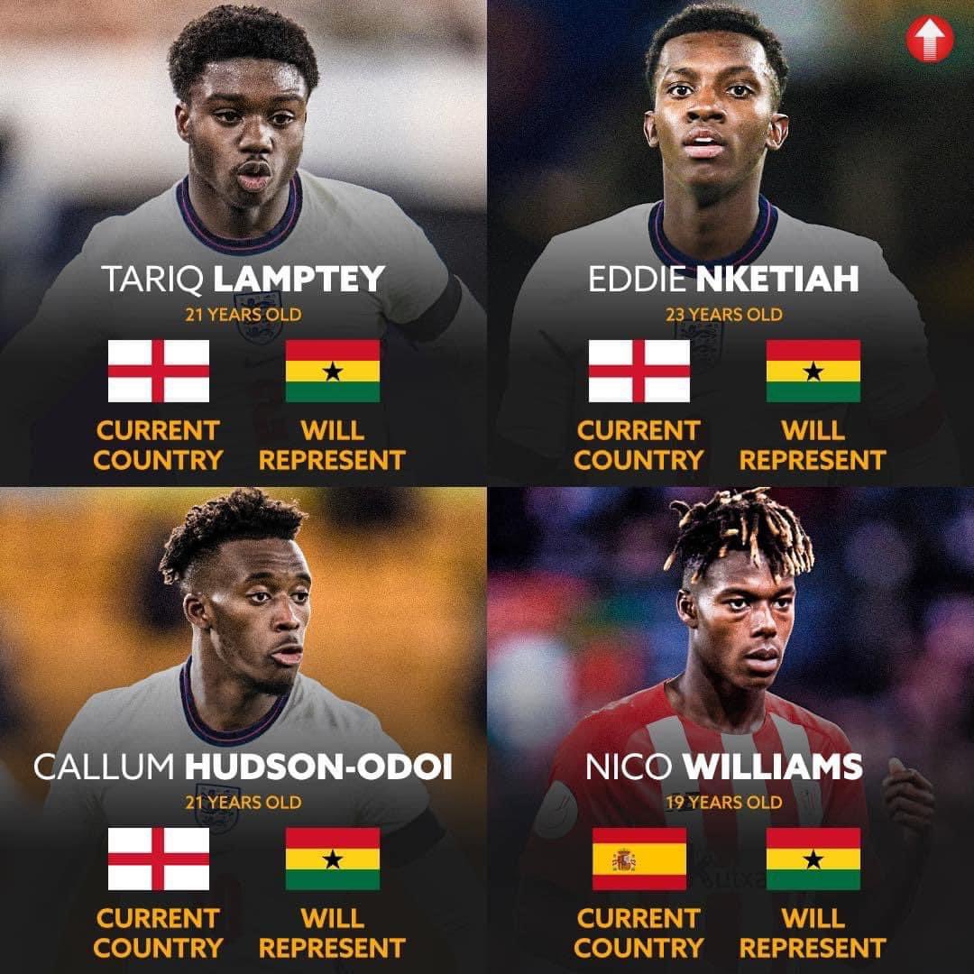 FrankKhalidUK's tweet photo. A lot of exciting young players are changing the country’s they represent to Ghana 🇬🇭 https://t.co/9C92pRtKCd