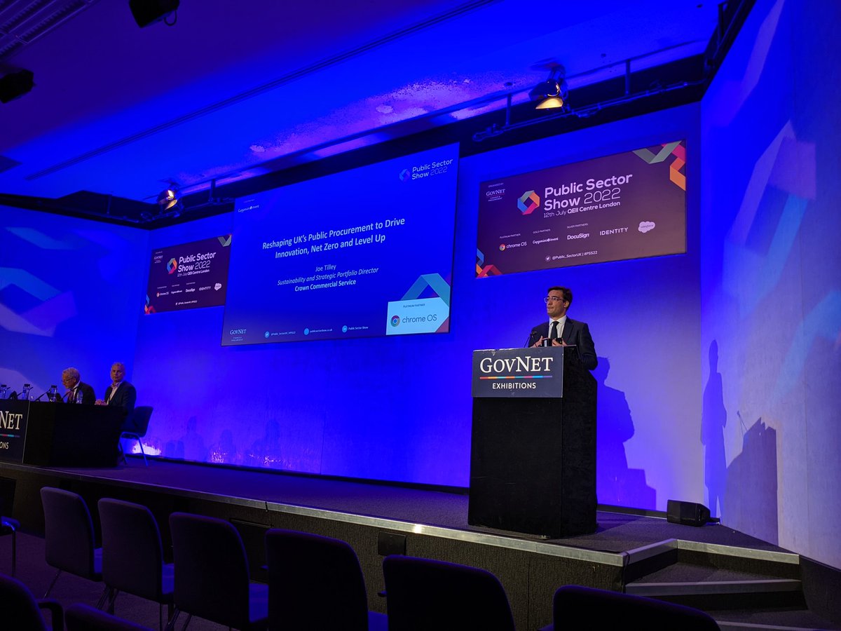 Public_SectorUK's tweet photo. Great to hear from @gov_procurement's Joe Tilly on driving #innovation, #NetZero and the #LevellingUp agenda at #PSS22 https://t.co/kR6FqEo6BS