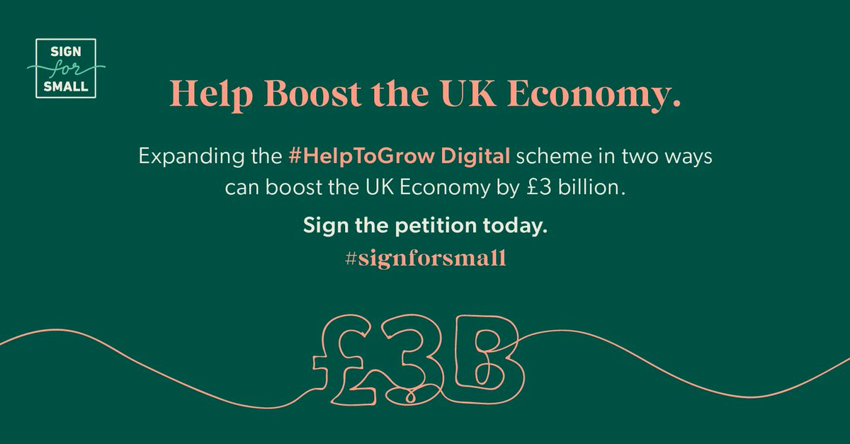 Widening the #HelpToGrow Digital scheme’s scope of eligibility and range of software could help boost the UK economy by almost £3 billion. Sign the petition today to broaden the scheme: signforsmall.uk #SignForSmall