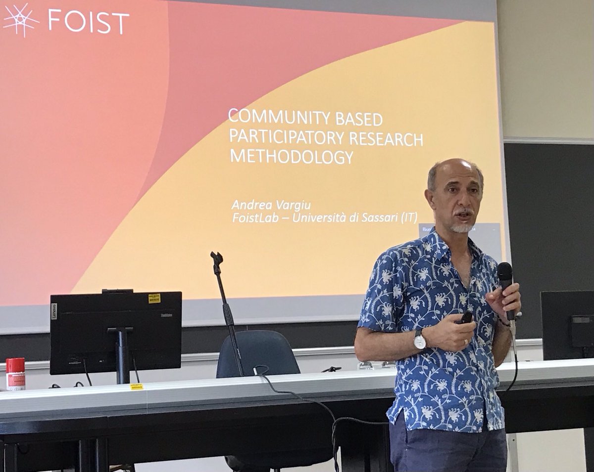⁦Prof Andrea Vargiu @FoistLab⁩ speaking about the methods of participatory research #K4C summer school in Brecia ⁦<a href="/AmbienteParco/">AmbienteParco</a>⁩ ⁦<a href="/GiovannaGrossi1/">Giovanna Grossi</a>⁩