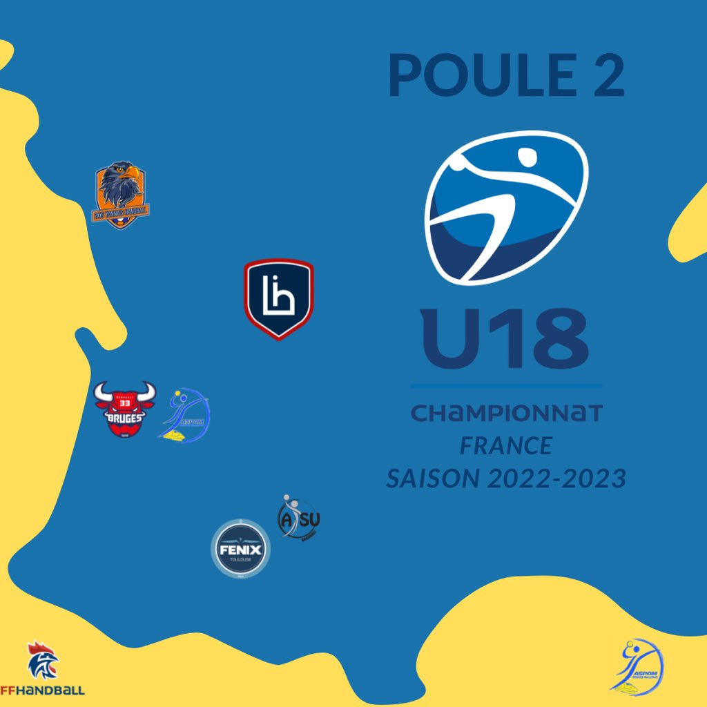 Poule U18 France 2022/2023
#u18 #handball 
<a href="/villedebegles/">Bègles, le village urbain</a> <a href="/ffhandball/">FFHandball</a> <a href="/LimogesHandball/">Limoges Handball</a> <a href="/FENIX_HB/">FENIX Toulouse Handball</a> <a href="/VilledeBruges33/">Bruges33</a> <a href="/as_union_HB/">AS Union Handball</a>