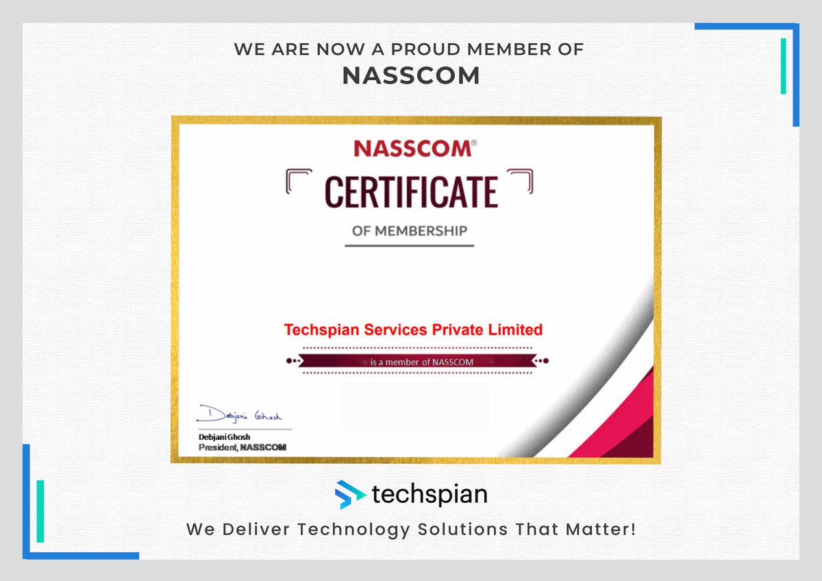 Techspian_'s tweet image. We&apos;re happy and proud to announce that #Techspian is now an esteemed member of #NASSCOM.

We look forward to an engaging association with #NASSCOM on innovation, thought leadership, and future skill development.

#techspian #nasscom #announcement #membership #officialmember