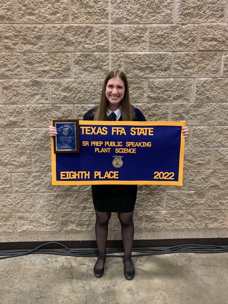 Congratulations 🎉 to Rhea for placing 8th in the Plant 🌱 Science Division!! 
#ffaconvention #TXFFA #gobees #plantsarecool #amplify #TCA