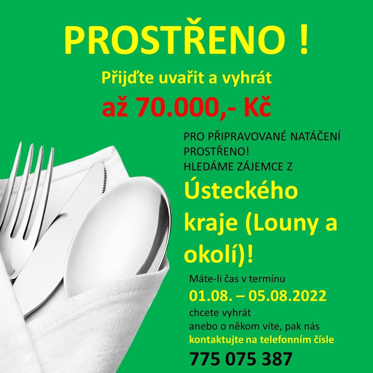 MojeLouny's tweet photo. Chcete být v TV show? #mojelouny #prostreno @MestoLouny @MestoLouny https://t.co/6iTwOKqmz5