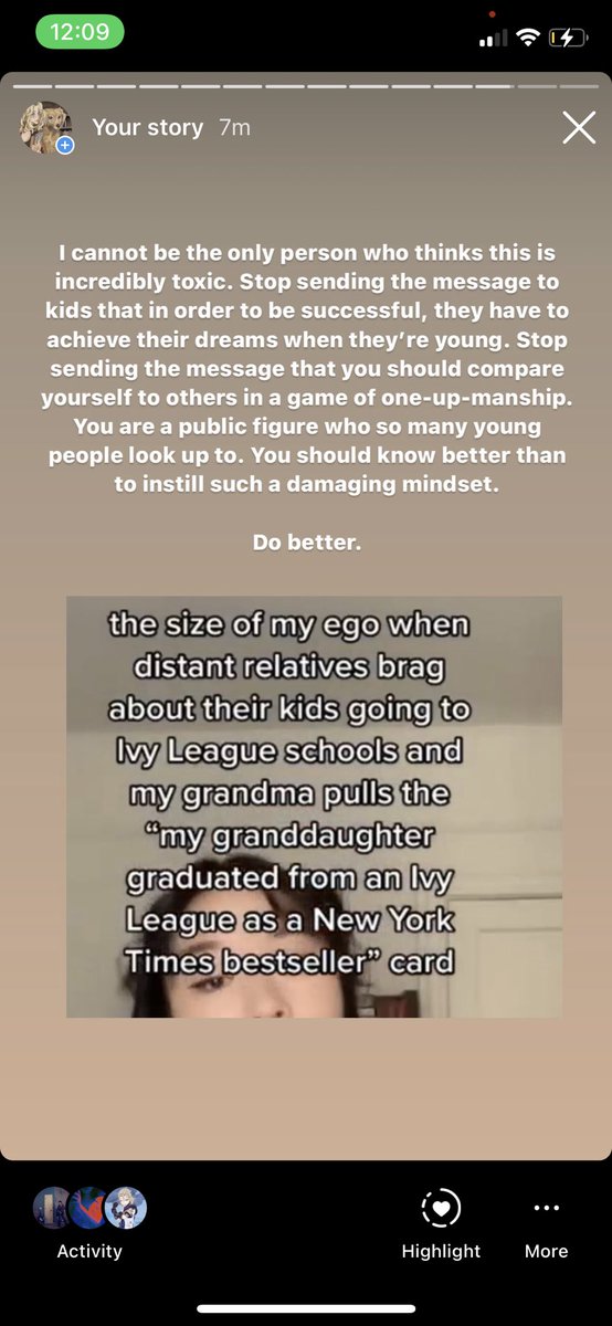 lancaliii's tweet photo. I had three young writers send me this video telling me how much it hurt their self confidence. Please know that your self worth is not measured by the school you attend or the age you are when you achieve your dreams. https://t.co/elLQiq6plr