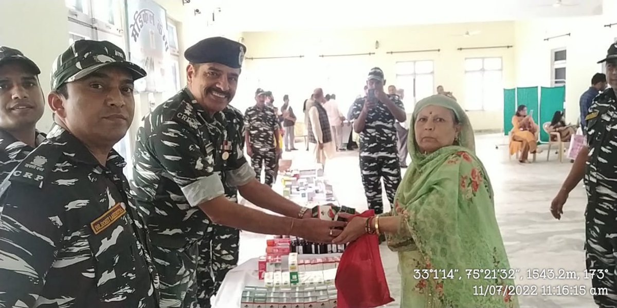 jammusector's tweet photo. #187Bn organised #Medical camp at Sudh Mahadev,Udhampur (J&amp;K) under #CivicActionProgramme.  Doctor and Paramedical staff of CRPF examined needy people from local area and distributed medicines for their better health. #MedicalCampByCRPF
#CRPFinServiceToHumanity https://t.co/CRUB4nKv5x