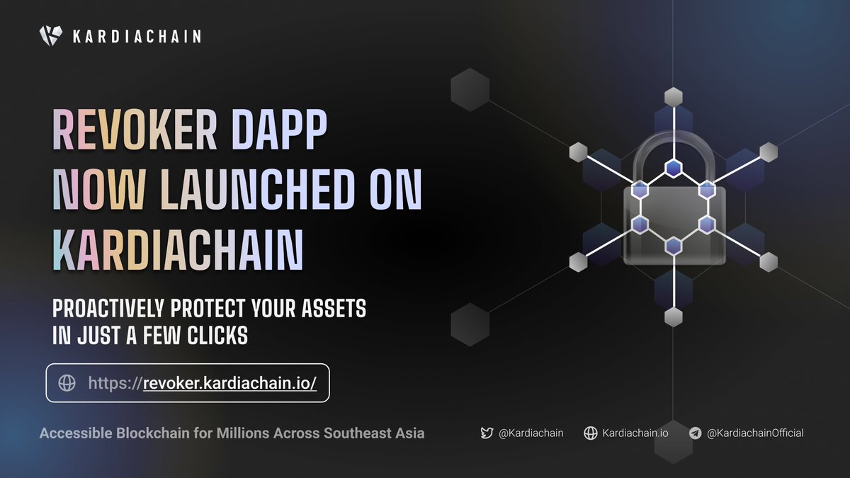 (1/4) Security is always the TOP priority of any project.

We’ve just launched the REVOKER feature to ensure investors can proactively protect your assets.

Try it now at: revoker.kardiachain.io

Wish all of you have a good day.