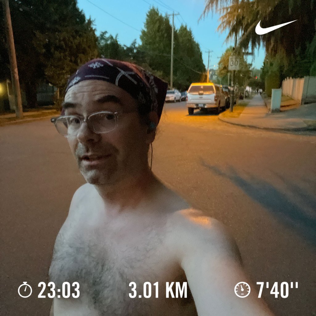 mcabain's tweet photo. Ran 3.01k. Y’all know it’s super weird that half of humanity couldn’t post themselves like this, right? Cut the run short, a week off was apparently not restful? #runstagram https://t.co/qIomIBJ2sR