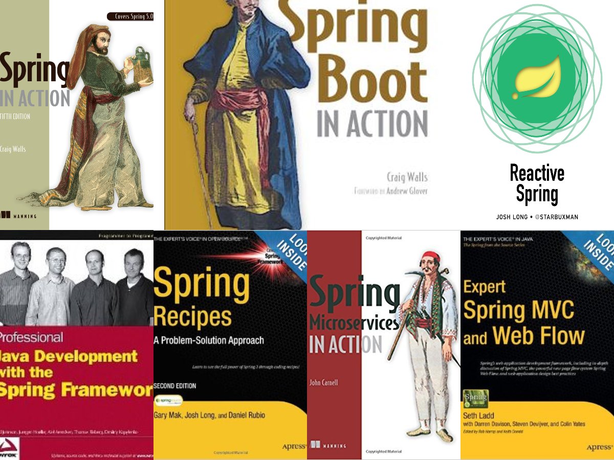 Best Spring Framework books
1. Spring in Action - amzn.to/3yVVeeL
2. Spring start here - amzn.to/3PharfJ
3. Spring Microservices - amzn.to/3yVXHpo
4. Spring Security in Action - amzn.to/3yveMVL
5. Reactive Spring - amzn.to/3nSuAwR