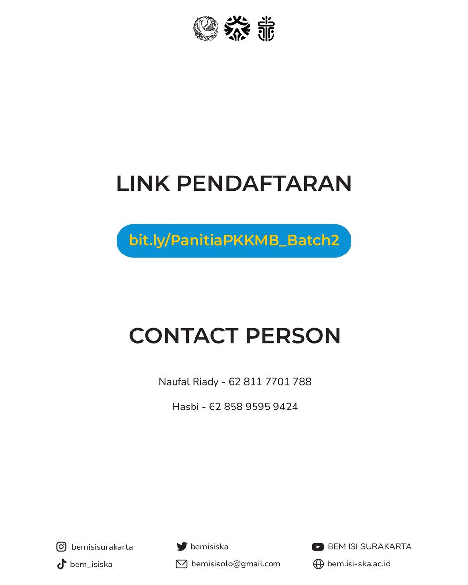 bemisiska's tweet photo. 📌 Timeline:
📆Pendaftaran:
10-15 Juli 2022

📆 Wawancara:
16 Juli 2022

Link pendaftaran 👇🏻:
https://t.co/5QNwt9kEa1 https://t.co/CV2smwU2dO