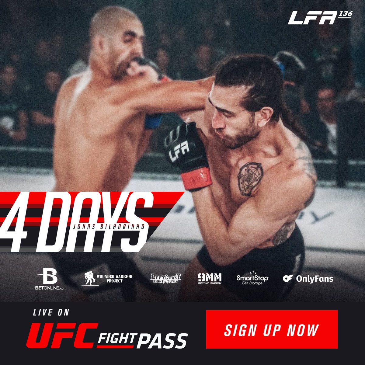 In 4 Days, knockout artist @JonasBilharinho returns to the @LFAfighting Octagon at #LFA136! 💥 Friday, July 15 #CEMUG #Caraguatatuba, #SaoPaulo, #Brazil #MMA #LFANation @UFCFightPass