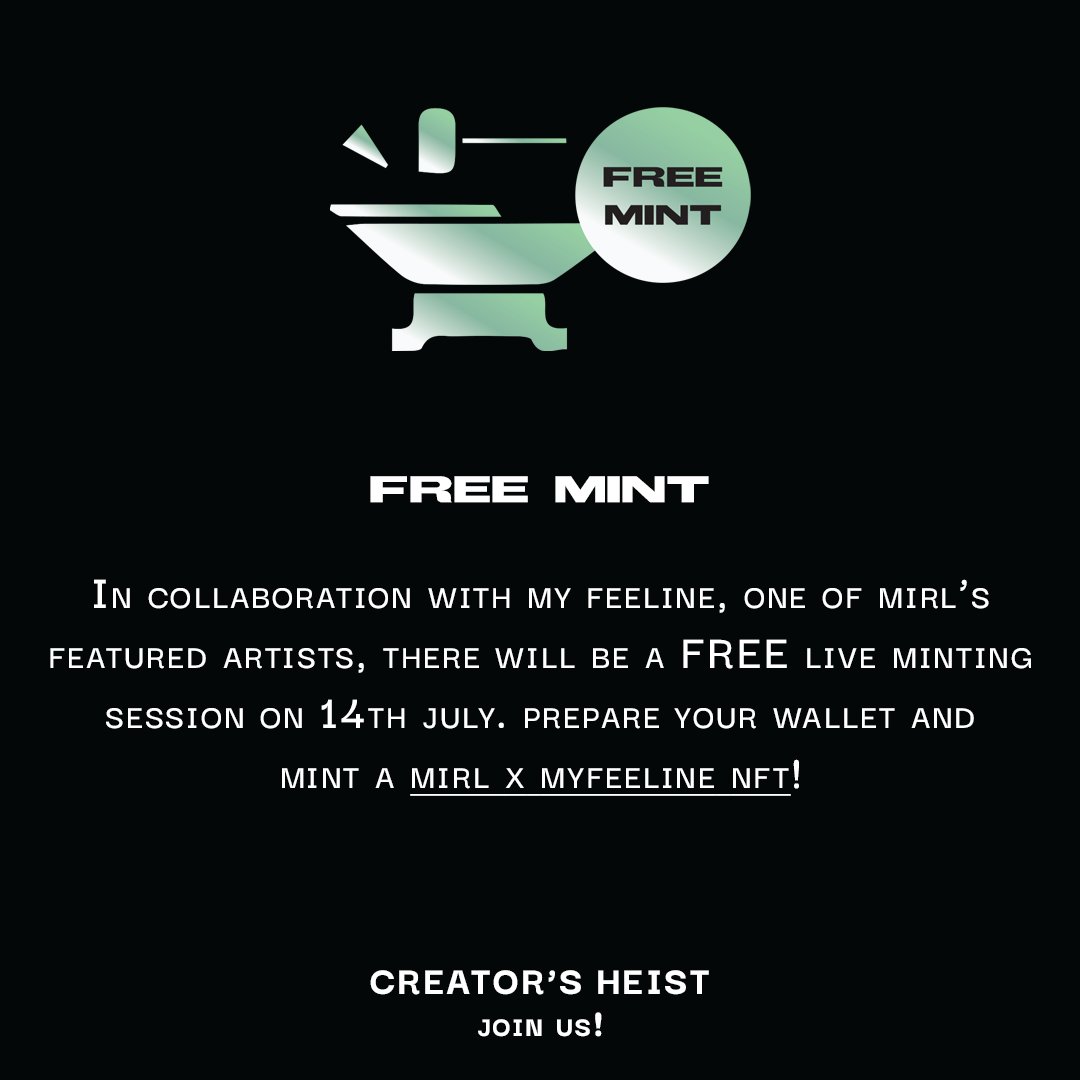 mirlnft's tweet photo. 🗒️ #MIRL Creator Heist Activities🗒️
Ready for an action-packed event at @metajamasia on 14th July? Get ready for free #NFT mint, goodie bags, customized merch, and much more! 
RSVP here: https://t.co/azpul897Iy https://t.co/iZeSLyjh3q