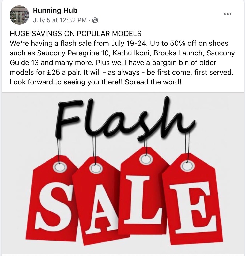 Need some new trail running shoes? Our friends at the Running Hub are having a flash sale starting on July 19th