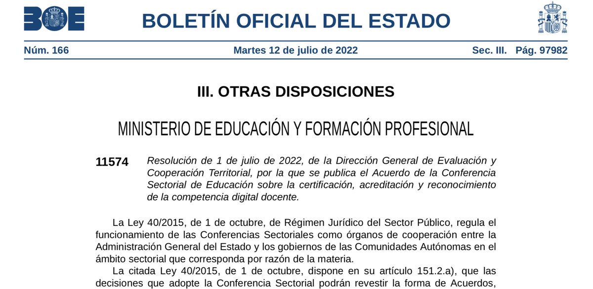 ¿Cómo puedo acreditar mi nivel de competencia digital docente? 📲👩🏼‍💻Acuerdo de Educación sobre la 📨certificación, acreditación✍🏻 y reconocimiento🧾 de la CCD💻 boe.es/boe/dias/2022/… <a href="/programamos/">Programamos</a> <a href="/imgende/">Ingrid Mosquera</a> <a href="/Mariaglezben/">María González</a> <a href="/raulillodiego/">Raúl Diego 🚀</a> <a href="/fmasero/">Francisco Javier Masero</a> <a href="/profevillamates/">Francisco Martínez</a> <a href="/carmeniglesiasb/">Carmen Iglesias 🙋</a>