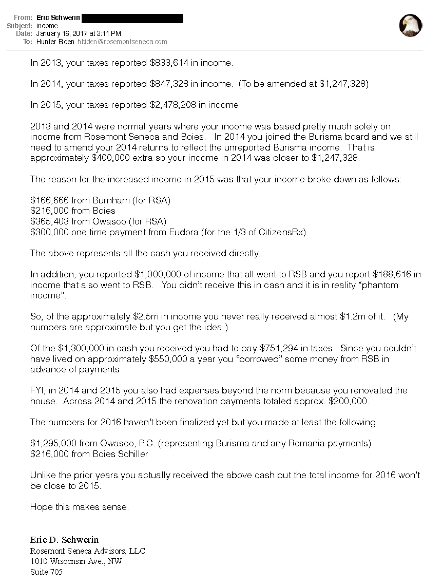 Metatron311's tweet photo. $1,000,000 in "phantom income" Someone dig on these companies and their partners. #4chan #HunterBiden #HunterBideniPhone #BidenCrimeFamilly https://t.co/lOa6cniqwp