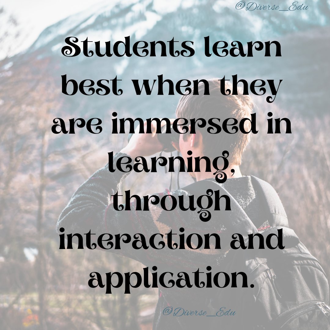Diverse_Edu's tweet photo. #PromoteLearning through #activeinteraction.
"Learning is more effective when it is an active rather than a passive process."
β Kurt Lewin
#CollaborationNCooperation #CollaborativeLearning #LearningthroughInteraction #immersivelearning #ConnectLearnShare #ThinkPairShare https://t.co/sMEuXxtv2Z