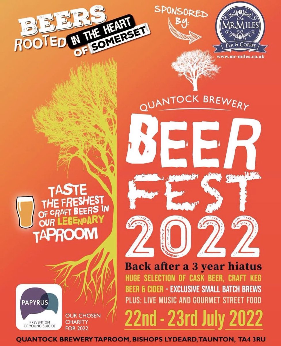We can‘t wait to see you at the BEER FEST this year! 
22nd - 23rd July 2022 <a href="/QuantockBrewery/">Quantock Brewery</a>