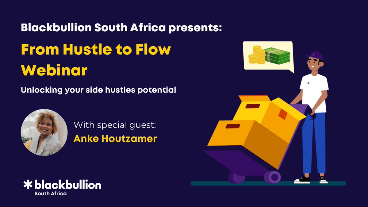 Do you want your side hustle to work for you? 🤔

Join us for our FREE webinar on the 28th July 2022 with special guest, Anke Houtzamer, to unlock your side hustles potential! 

Learn More: 
bit.ly/3P5YVDJ

#MoneySmartYouth #BlackbullionSA #SavingsMonth