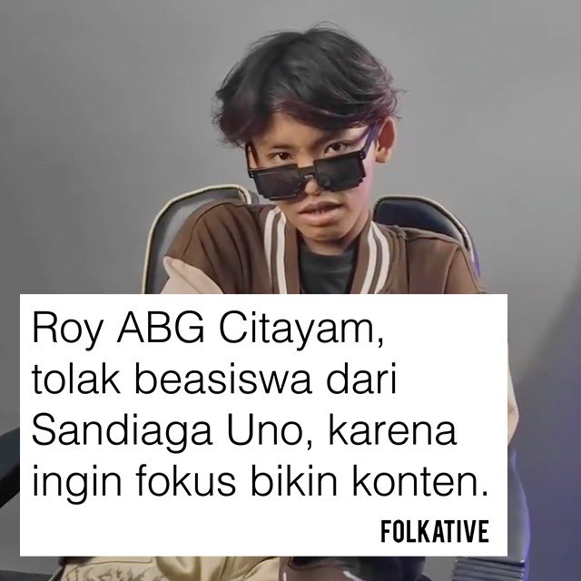 insidefolkative's tweet photo. After the Citayam Fashion Week phenomenon went viral all over social media, Menparekraf, Sandiaga Uno, expressed his support by wanting to give scholarships to these teens. The infamous Roy from Citayam responded by saying he wants to focus on being a content creator, [...] https://t.co/KeWlGQu7US
