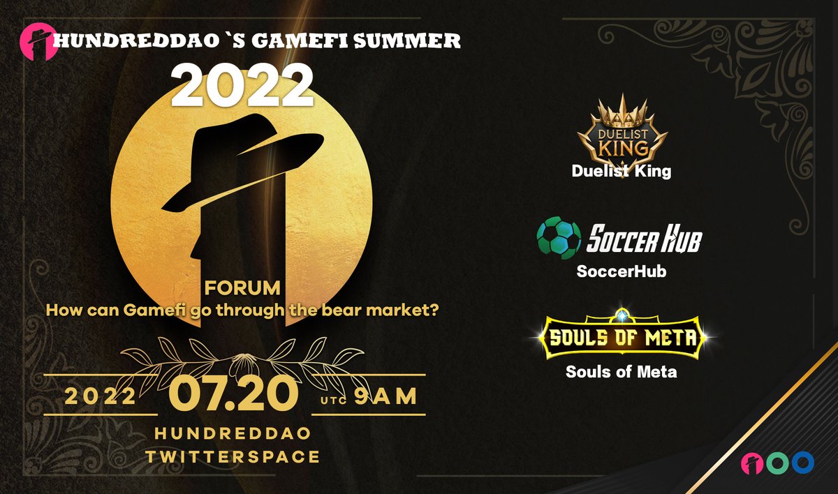 HUNDREDDAO GAMEFI SUMMER 2022🚀🚀🚀

📢This event is going to be held by #HundredDAO

⏰9am UTC, July 20👈

Follow <a href="/HundredDAO/">HundredDAO</a>, Like and Retweet

⚠️Join us on Twitter Space