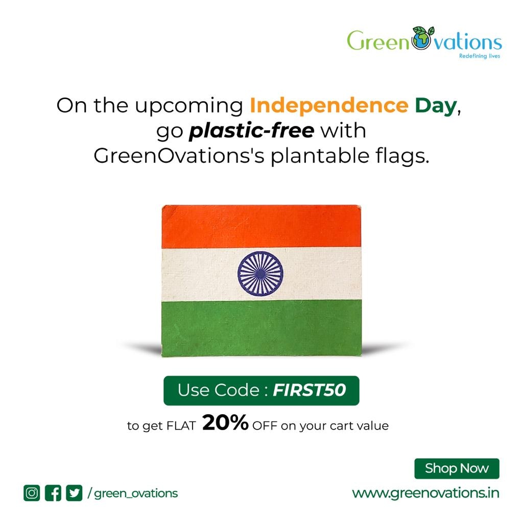 green_ovations's tweet photo. This Independence Day, go eco-friendly with our plantable seed paper flags. Get flat 20% OFF on our website with the code FIRST50.

#recycle #sustainable #ecowarrior #wastefreeliving #plasticfreelife #zerowaste #ecotips #biodegradable #ecoliving #plasticfreelife https://t.co/TX96oBmmN6