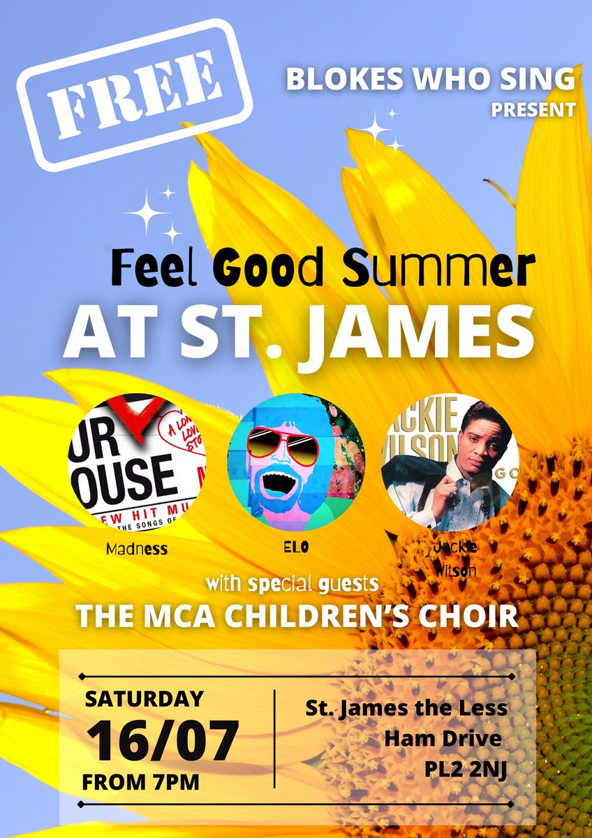 This Saturday @blokeswhosing perform their first full solo concert. They will be joined by special guests @Mayflower_MCA Children’s Choir. Free entry and refreshments available