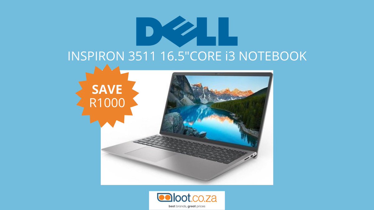 lootcoza's tweet photo. The Dell Inspiron is perfect for students on the go ๐ป๐ฃIts amazing features allows you to stay up-to-date on classes and school projects, no matter where you are! https://t.co/DzHMJGuObf Now only R8999 SAVE R1000 ๐ฅ #DesignedForToday #InspiredByTomorrow #ShopOnline https://t.co/L9DwQRLFwz