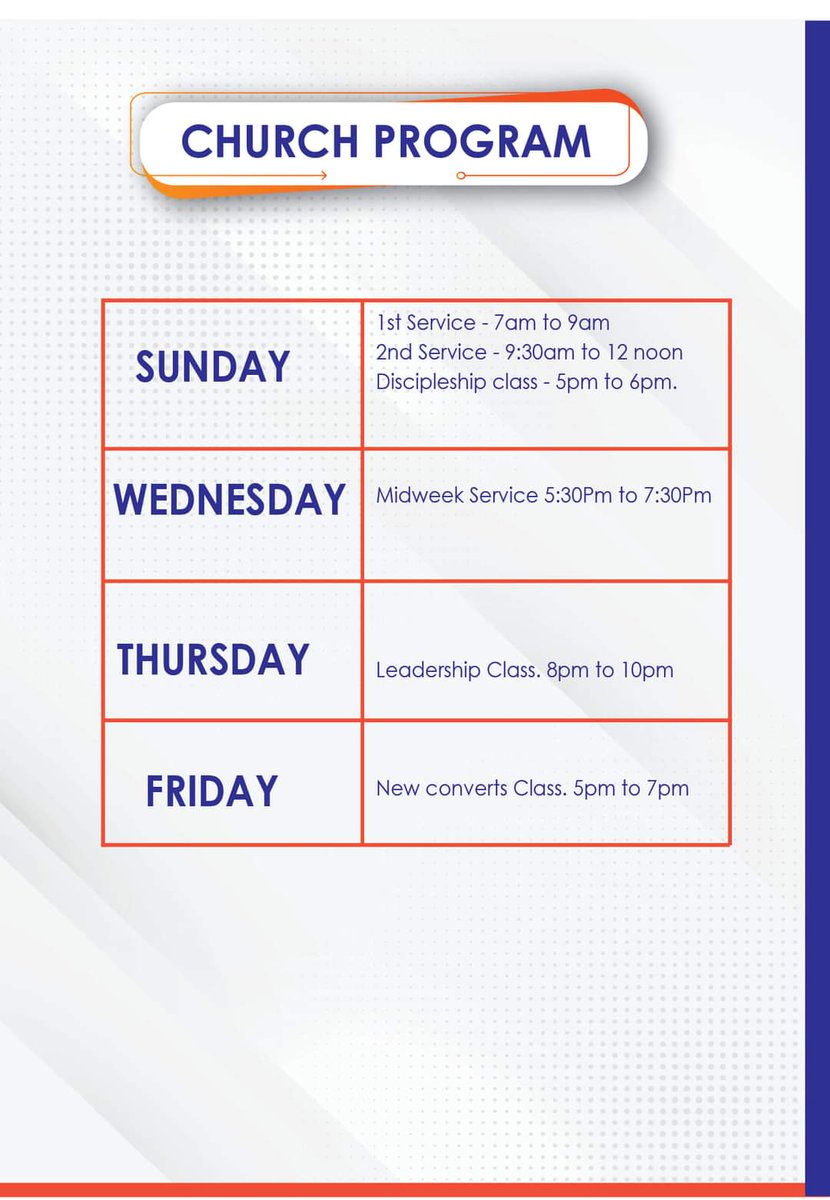 wayofsalvn's tweet image. Our church weekly program is as follows
#WeeklyProgram
#WayOfSalvationChurch_Masaka
