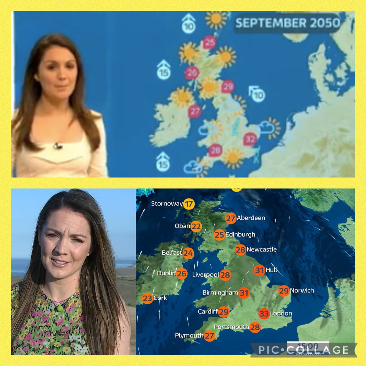 Top image was my forecast for the ‘average summer’ for the U.K. by 2050 due to #ClimateChange (8 years ago)

Bottom image was my actual forecast for the U.K. for yesterday! 

Average projections are happening NOW!
<a href="/GMB/">Good Morning Britain</a>