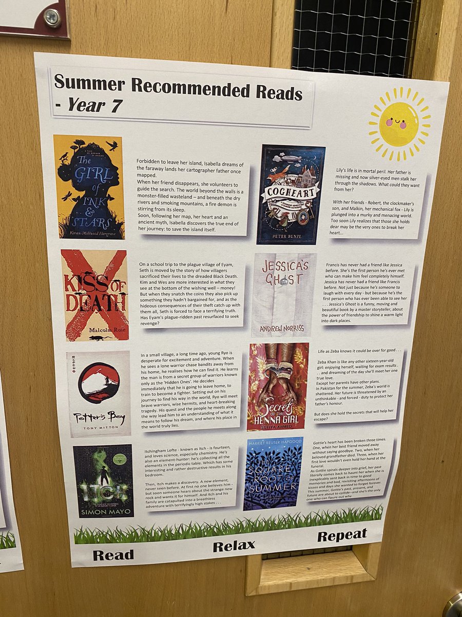 cvhsEnglish's tweet photo. Looking for something to read over the summer Y7s? Take a look at our recommended reads! 📚 @CVHSYear7 https://t.co/4nWAWN2wuW