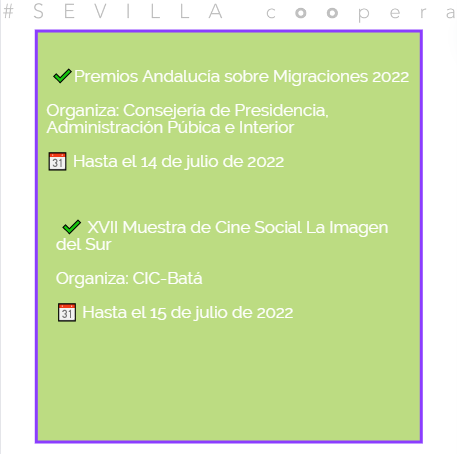 AS_ONGD's tweet photo. 📅 Os dejamos nuestra última Agenda #SevillaCoopera con apuntes de #formacion, #premios y jornadas para las próximas fechas🧐cc @jabafe79 @CAONGD #VoluntariadoInternacional #Convocatorias #VOLPA #LaImagendelSur #CineSocial #MuestraAudiovisual #CooperaciónInternacional https://t.co/CYbBeBtsSD