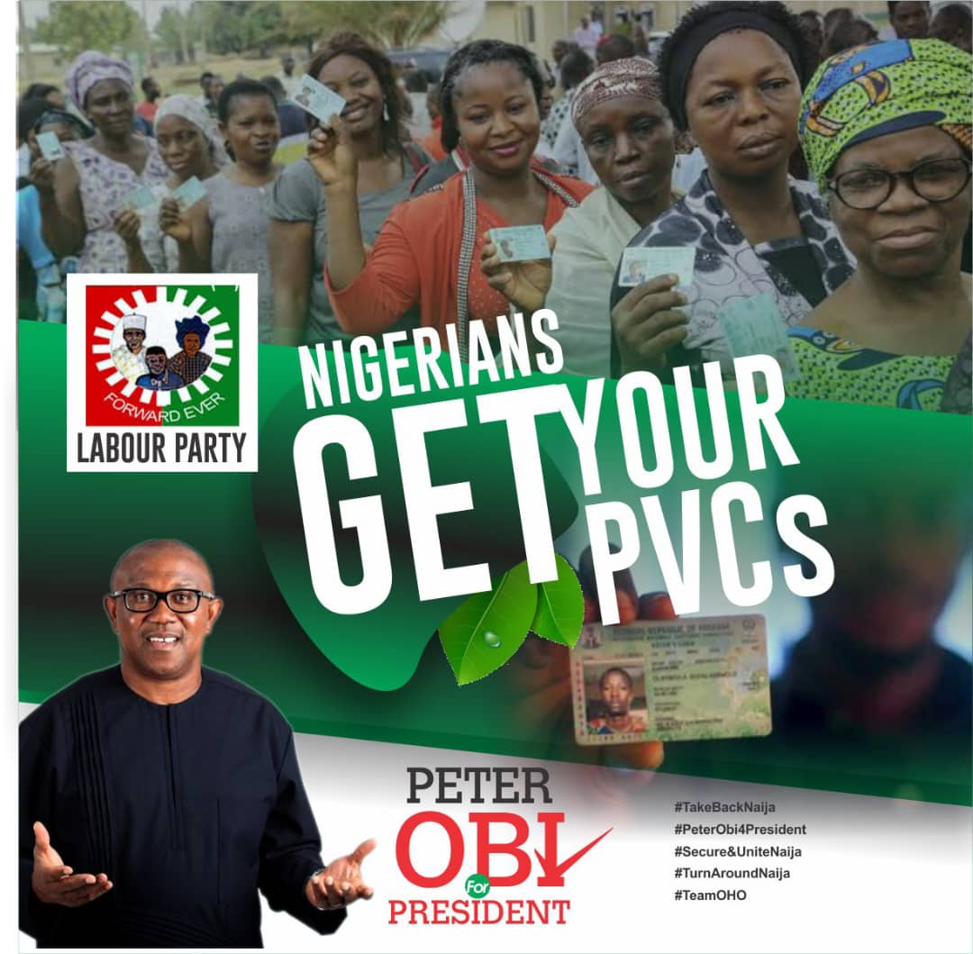 diaspora_prince's tweet image. Peter Obi cannot become President of Nigeria without your PVC!
Encourage your family, friends and neighbors to get their PVC from @inecnigeria 

There&apos;s no polling unit on social media. 

Real voting 🗳 is in your polling unit. 

#PVCrevolution 
Peter Yusuf Aso Rock Labour ✅