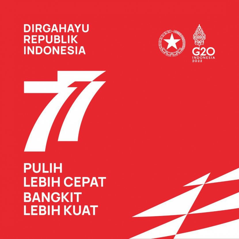 Ada tujuh filosofi yg mendasari kehadiran logo resmi HUT ke-77 RI 

1. Percepatan dan Pergerakan

2. Progres dan Pembangunan

3. Demokrasi dan Keterbukaan

4. Semangat Juang dan Garuda Pancasila

5. Sinergi dan Harapan

6. Penghubung Antarbangsa

7. Persatuan Indonesia.
