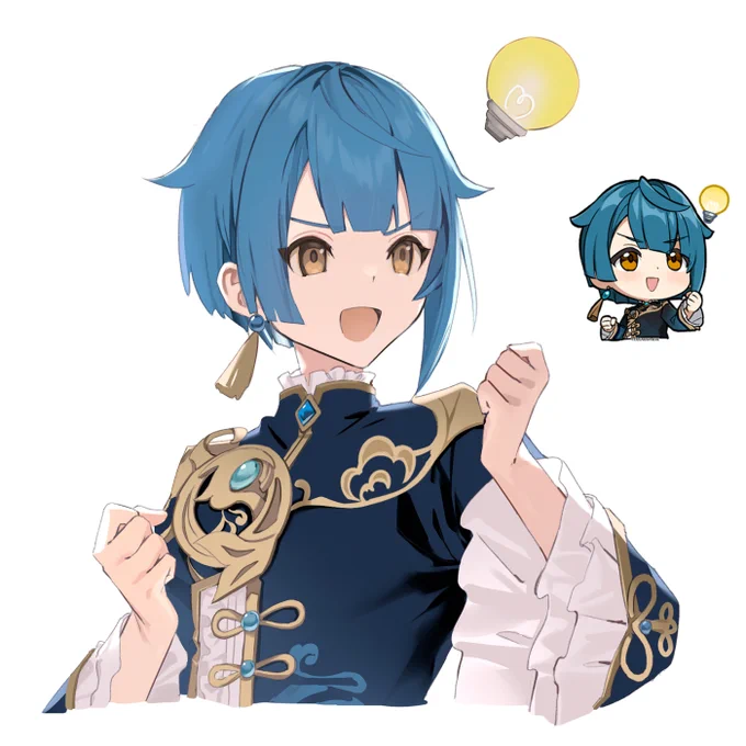 #リプきた原神のスタンプを自分の絵柄で描く
八重神子・刻晴・行秋 