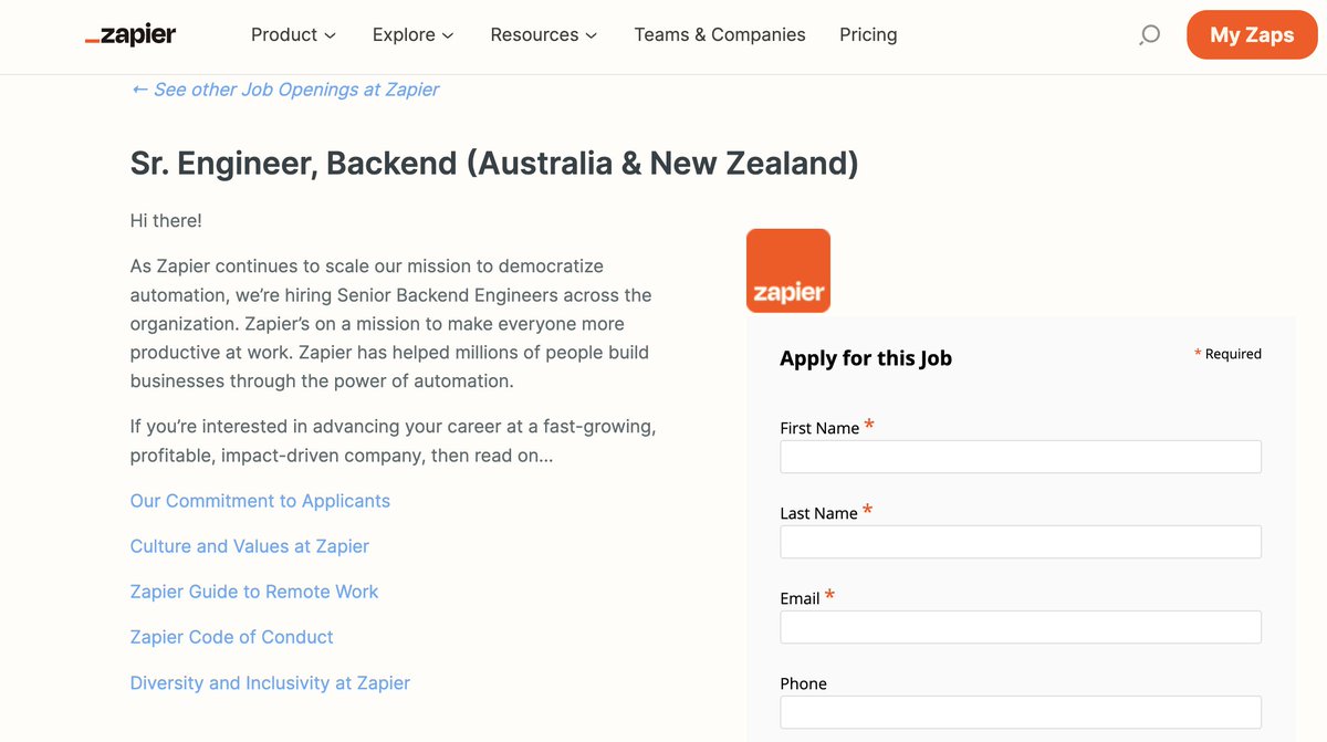 RemoteCampHQ's tweet photo. Sr. Engineer, Backend (Australia &amp; New Zealand) @zapier 

https://t.co/GNzxPjy1Mc

#remotework #remotejobs #remotecamp https://t.co/oEXivQBsrE