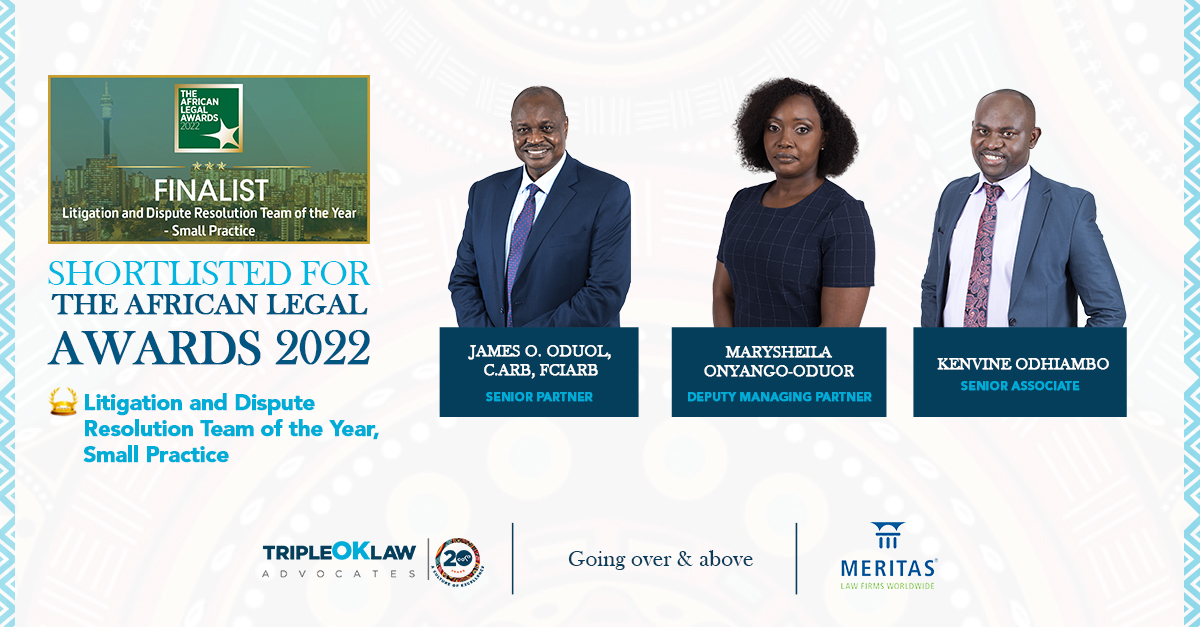 #meettheteam shortlisted for this year’s Litigation Category.
Senior Partner <a href="/JamesOduol/">James Ochieng' Oduol</a> , Dispute Resolution Team Co-Head <a href="/marysheilaoduor/">Marysheila Onyango</a> and Senior Associate <a href="/KAGAYAH/">Kenvine Ouma</a> are the litigation team supported by Associates <a href="/ObuyaCJ/">justus obuya</a>, <a href="/KivindyoMunyao/">Kivindyo</a>,  <a href="/njugunamugwe/">Njuguna Kelvin</a> and Muthoni Matu.
