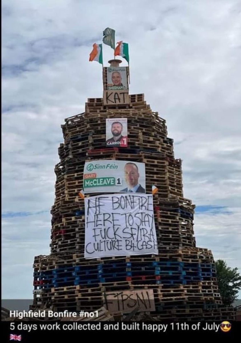 OxfordDiplomat's tweet photo. What a disgusting display of hatred. There is no world where this type of sectarianism and active hate is acceptable. Regardless of political stance. Unionist Leaders, and followers need to stand up loudly and strongly against this. Enough is enough. https://t.co/0ZJBcbRu3O