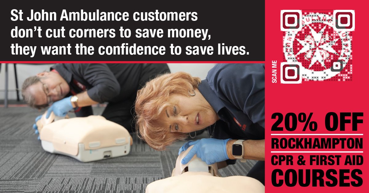 🤠 Exclusive Outback Specials! Upto 20% off premium St John regional CPR &amp; First-Aid training and selected kits. Don’t let the cold put a damper on your outdoor activities! Come &amp; visit us this weekend (15 - 17 July 2022) at the 2022 Rocky Expo.

#rockhamptonexpo #stjohnambulance
