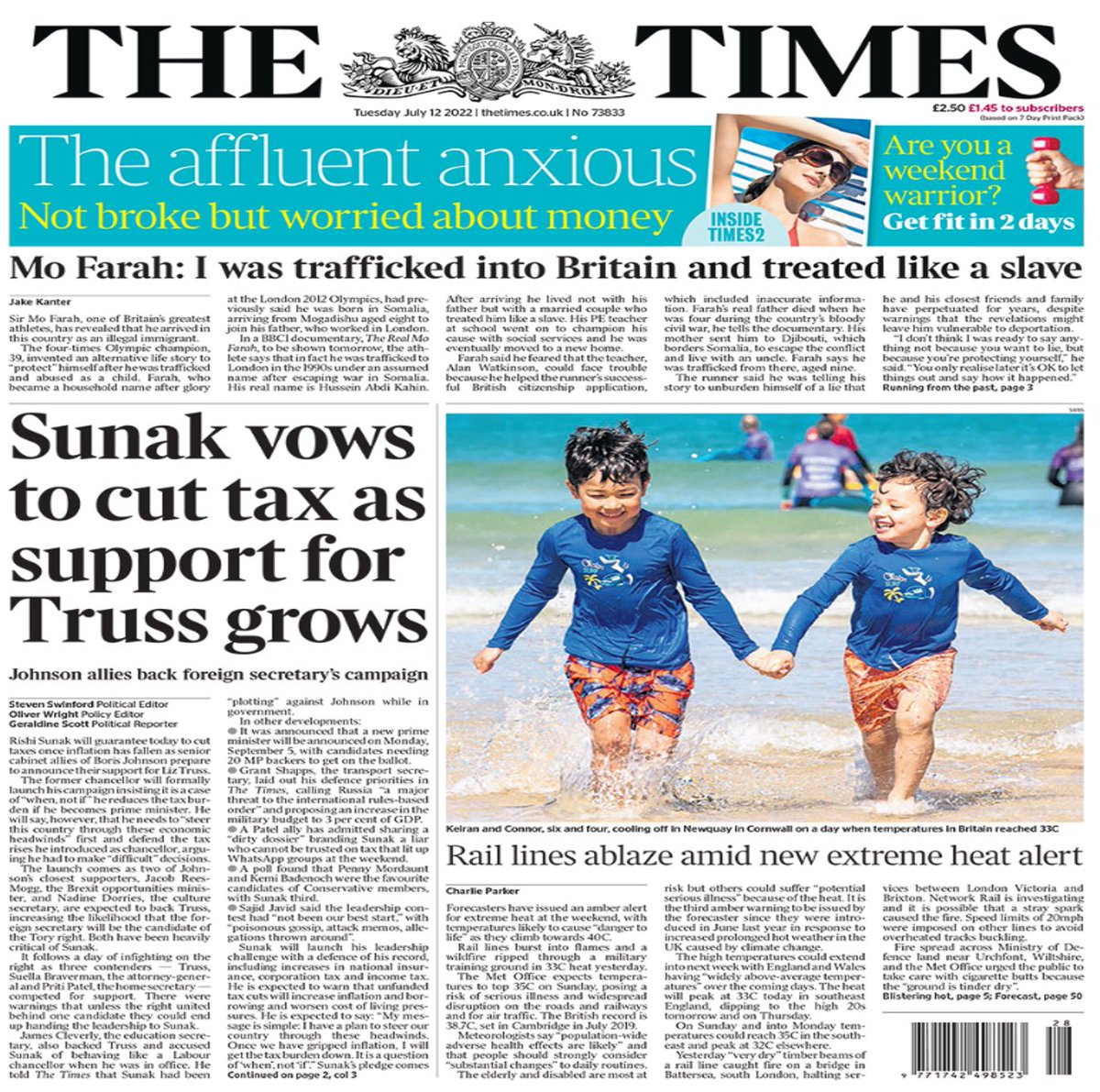'Fun in the sun' are the images of choice for today's front page news <a href="/Daily_Express/">Daily Express</a> <a href="/thetimes/">The Times and The Sunday Times</a> of heatwaves causing 'danger to life'.

This is a problem because: 

1/