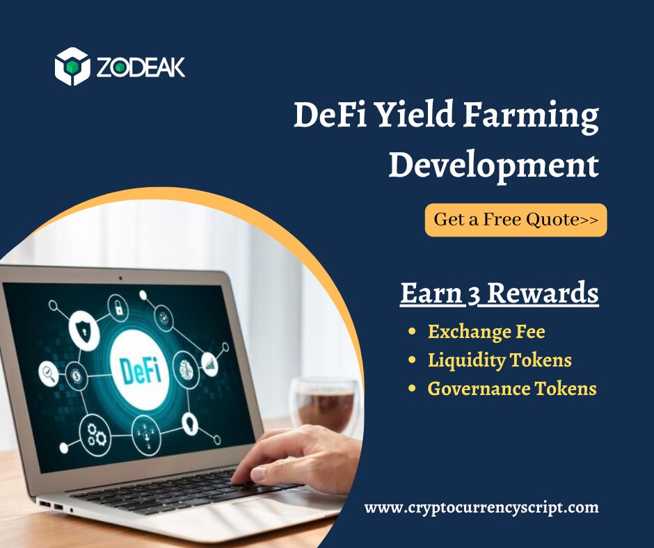 _Zodeak's tweet image. We Offer highly secured DeFi Yield Farming Development Services.
Visit us: cryptocurrencyscript.com/defi-yield-far…
#defi #defiexchange #decentralizedexchangescript #zodeak #blockchain #business #defiyieldfarmingplatform #defiyieldfarmingdevelopment #defiyieldfarmingdevelopmentservices