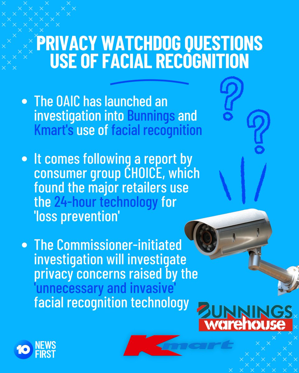The national privacy watchdog has launched an investigation into Kmart and Bunnings following a damning public report on their use of facial recognition technology. <a href="/OAICgov/">Office of the Australian Information Commissioner</a>