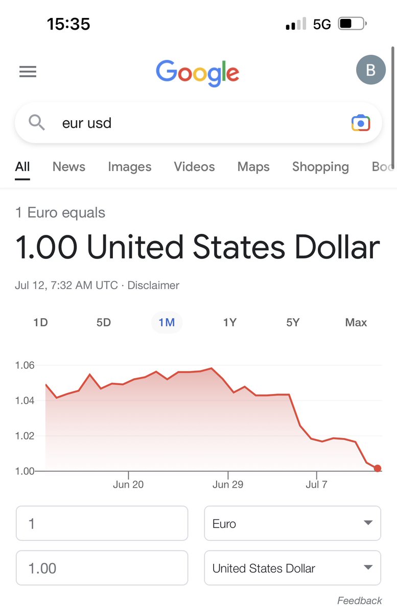 I am speechless. EUR&amp;USD has the same value currently