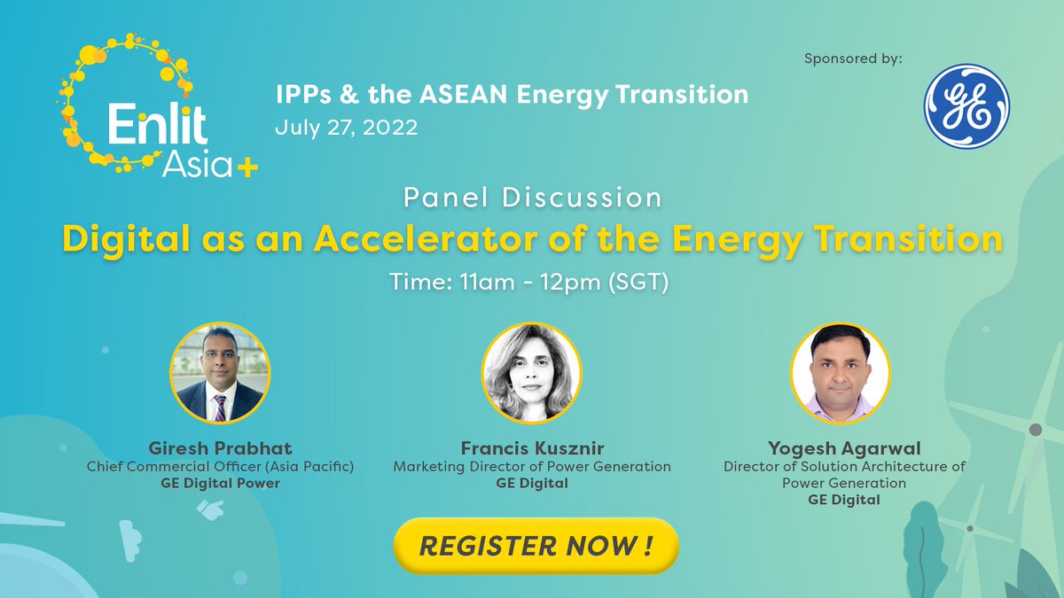 "Digital as an Accelerator of the Energy Transition" - don't miss this fireside chat to find out why software is the essential orchestrator of the #energytransition. Book your free digital pass here - bit.ly/3yXV2vj
#GEDigital #EnlitAsiaPlusSeries