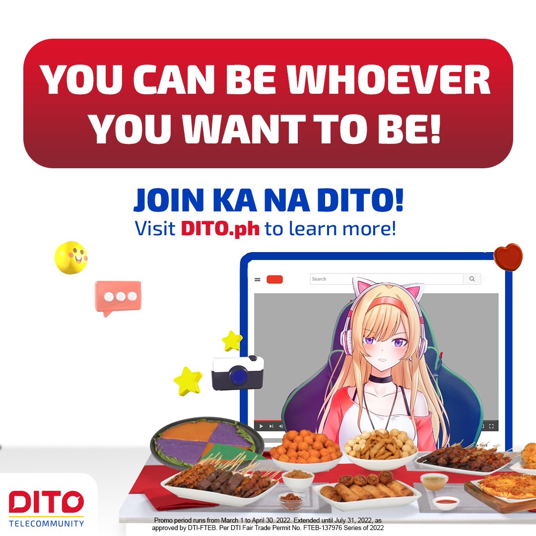 DITOphofficial's tweet photo. DITO, you can be whoever you want to be! π₯°
Pursue your passions, whether you want to start your gaming adventures or be the next viral sensation! π
A whole new exciting future is waiting for you kaya join ka na DITO! β€ππ Visit https://t.co/5ml4brfejZ!
#LevelUpDITO #DITOph https://t.co/lvwHvqBg8b