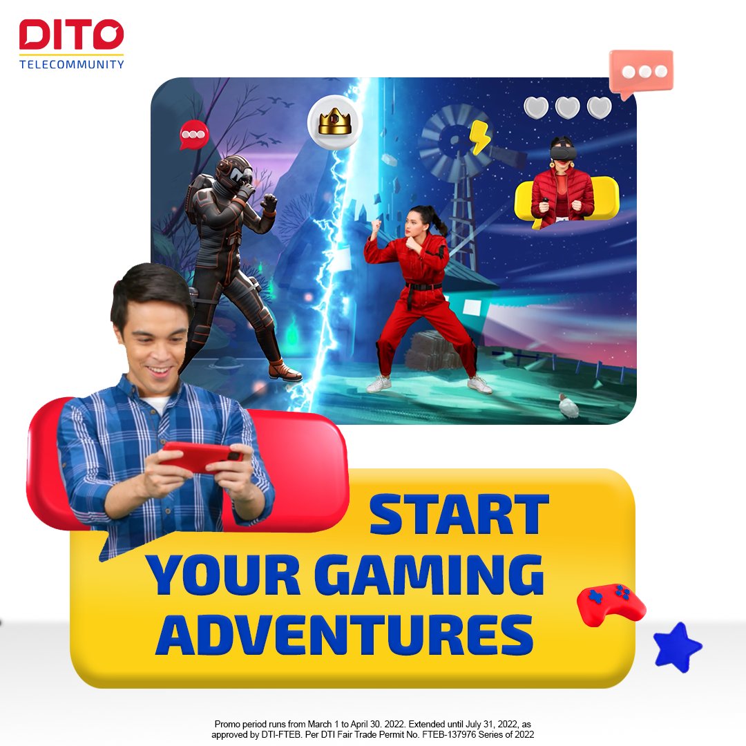DITOphofficial's tweet photo. DITO, you can be whoever you want to be! π₯°
Pursue your passions, whether you want to start your gaming adventures or be the next viral sensation! π
A whole new exciting future is waiting for you kaya join ka na DITO! β€ππ Visit https://t.co/5ml4brfejZ!
#LevelUpDITO #DITOph https://t.co/lvwHvqBg8b